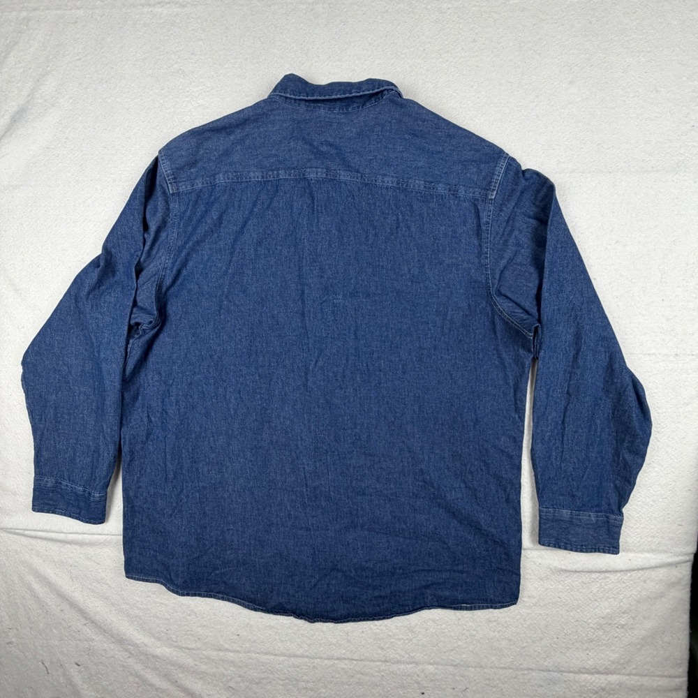 Port & Company Mens 2XL Blue Denim Button Down Shirt La Verkin City Embroidered - Picture 7 of 7